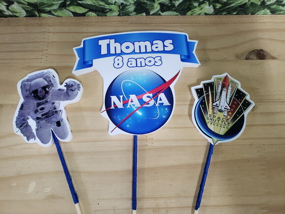 Nasa Astronauta Topo de Bolo Personalizado Pronta Entrega