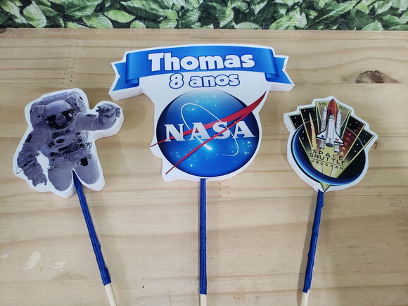 Nasa Astronauta Topo de Bolo Personalizado Pronta Entrega