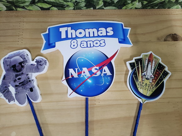 Nasa Astronauta Topo de Bolo Personalizado Pronta Entrega
