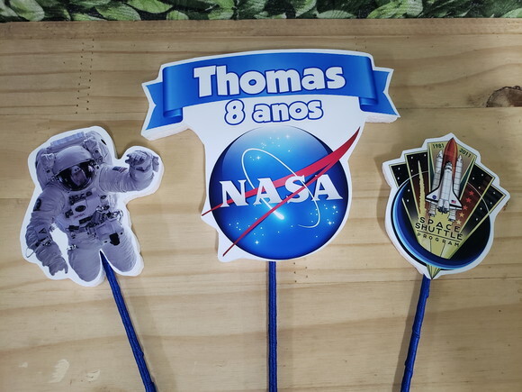 Nasa Astronauta Topo de Bolo Personalizado Pronta Entrega