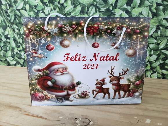 Natal Lembrancinha Sacola Horizontal Person. Pronta Entrega