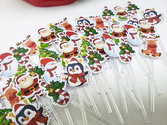 Natal Papai Noel Topper para Docinhos 54 Un. Pronta Entrega