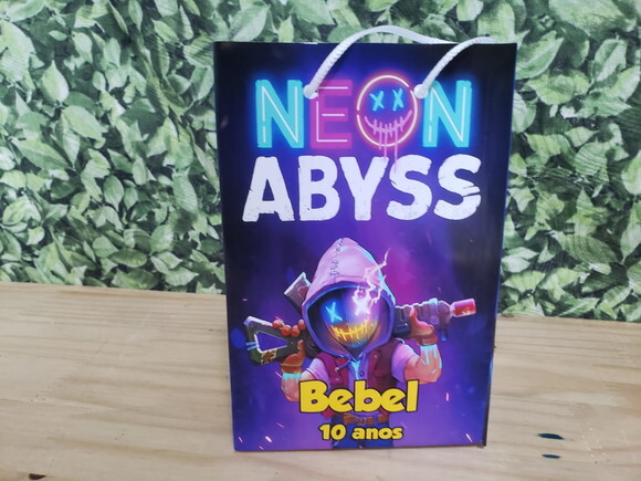 Neon Gamer Sacola Personalizada Tam 25x17x8cm Pronta Entrega