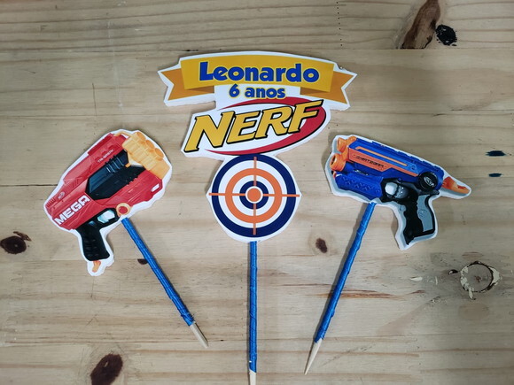 Nerf Topo de Bolo Personalizado Pronta Entrega
