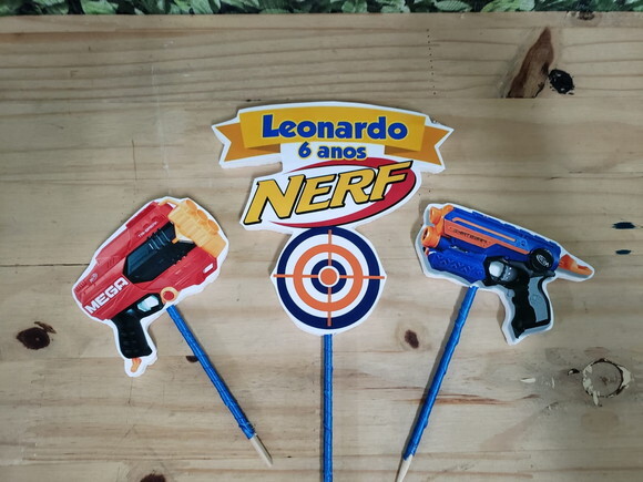 Nerf Topo de Bolo Personalizado Pronta Entrega