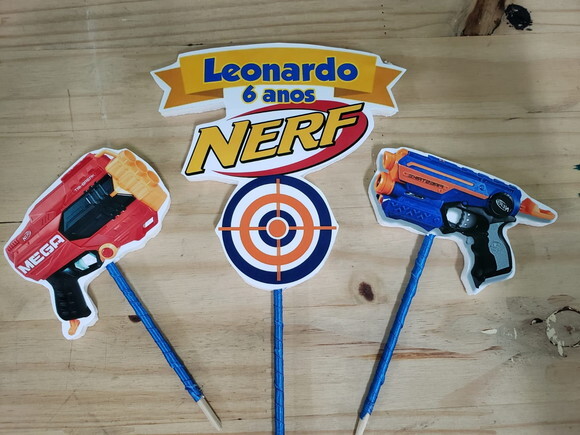 Nerf Topo de Bolo Personalizado Pronta Entrega