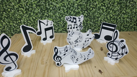 Notas Musicais Kit de Mesa Displays 8 Peças Pronta Entrega
