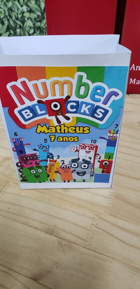 Numberblocks Sacola Personalizada Tam 33x20x9 cm