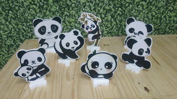 Panda Kit de Mesa Displays 7 Peças Pronta Entrega