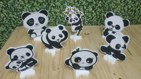 Panda Kit de Mesa Displays 7 Peças Pronta Entrega