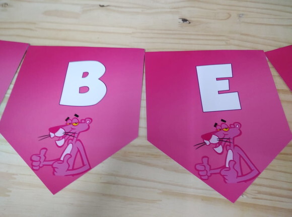 Pantera Cor de Rosa Varal Personalizado Pronta Entrega