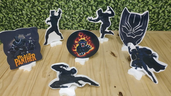 Pantera Negra Kit de Mesa Displays 7 Peças Pronta Entrega