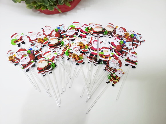 Papai Noel Topper para Docinhos e Cupcakes 47 Unidades