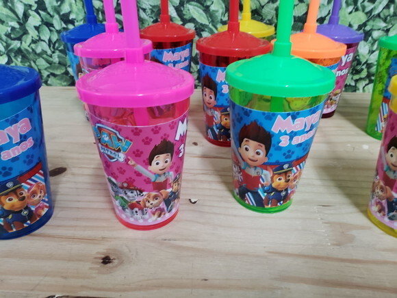 Patrulha Canina Copos com Canudo Personalizados
