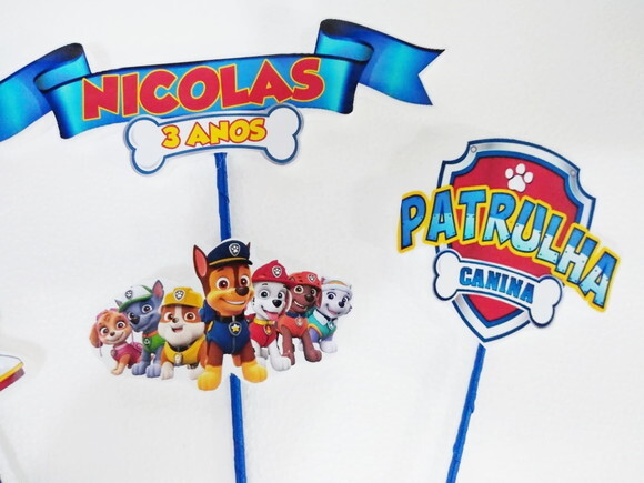 Patrulha Canina Topo de Bolo Personalizado