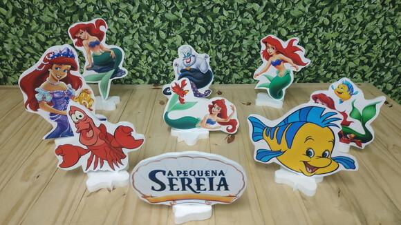 Pequena Sereia Kit de Mesa Displays 8 Peças Pronta Entrega