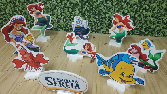 Pequena Sereia Kit de Mesa Displays 8 Peças Pronta Entrega