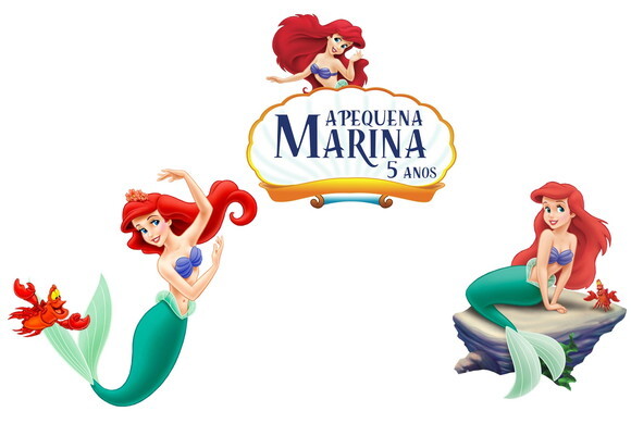 Pequena Sereia Topo de Bolo Personalizado Pronta Entrega