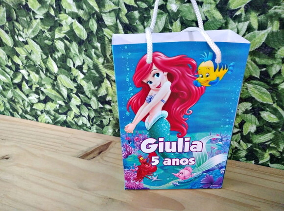 Pequena Sereia Sacola Personalizada Pronta Entrega