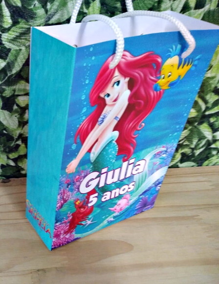 Pequena Sereia Sacola Personalizada Pronta Entrega