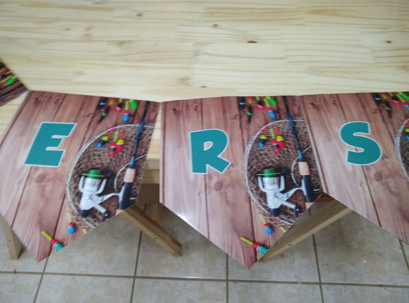 Pesca Varal Feliz Aniversário Mais Nome Pronta Entrega