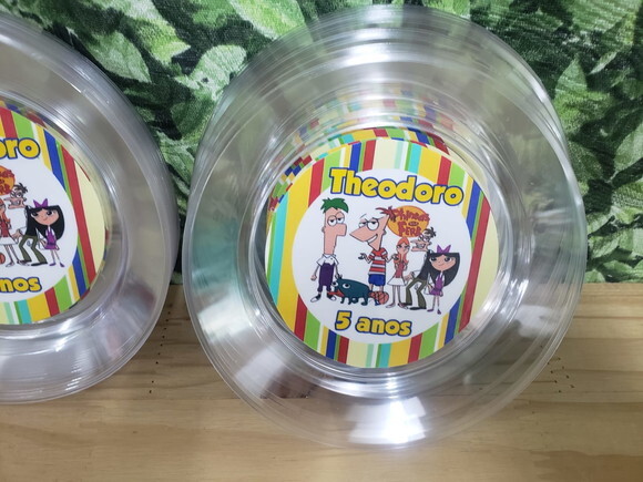 Phineas e Ferb Prato 15 cm Personalizado Pronta Entrega