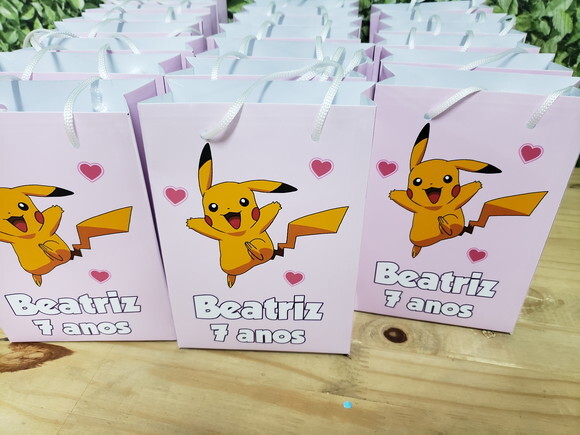 Pikachu Rosa Sacola Personalizada Pronta Entrega