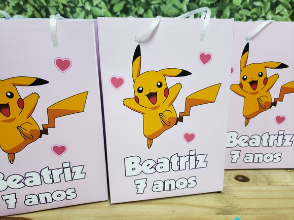 Pikachu Rosa Sacola Personalizada Pronta Entrega