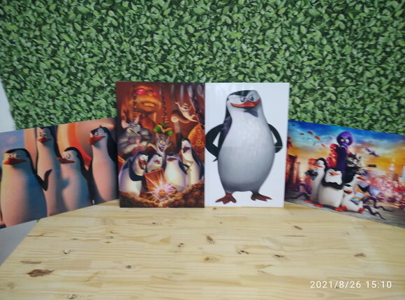 Pinguins de Madagascar 4 Painéis Pronta Entrega