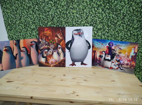 Pinguins de Madagascar 4 Painéis Pronta Entrega