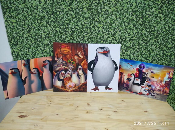 Pinguins de Madagascar 4 Painéis Pronta Entrega