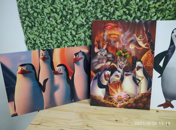 Pinguins de Madagascar 4 Painéis Pronta Entrega