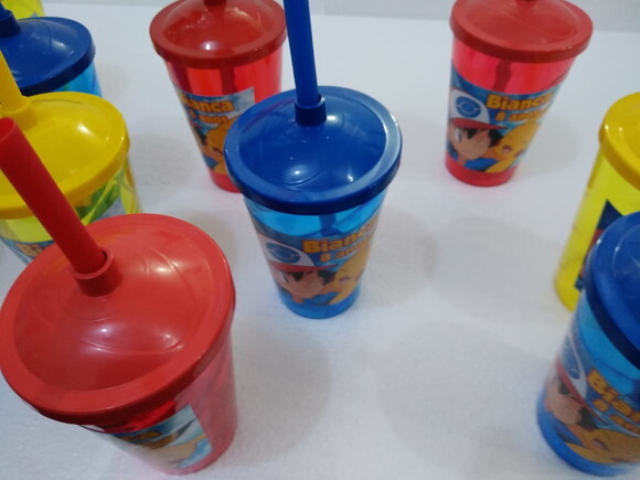 Pokemon Copo Canudo Personalizado Pronta Entrega