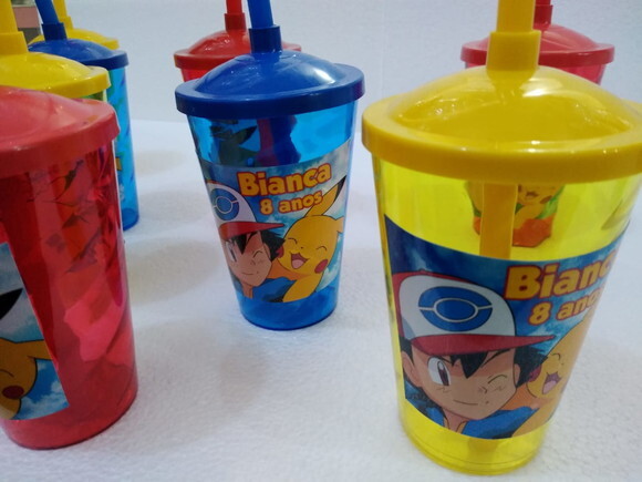 Pokemon Copo Canudo Personalizado Pronta Entrega