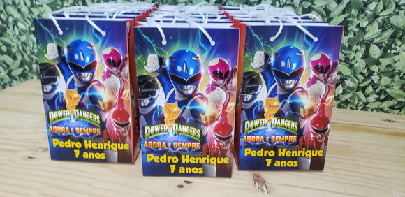 Powers Rangers Sacola Personalizada Tam Médio 24x17x8 cm