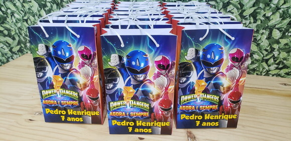 Powers Rangers Sacola Personalizada Tam Médio 24x17x8 cm