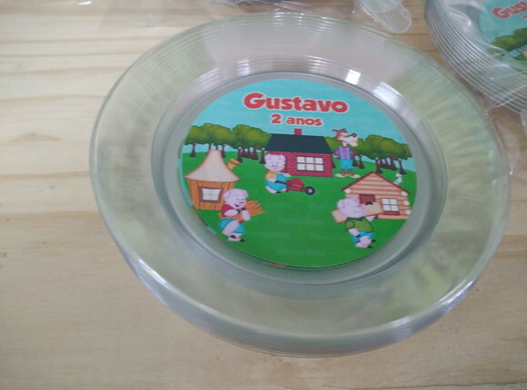 Prato Decorado 3 Porquinhos Personalizados Pronta Entrega