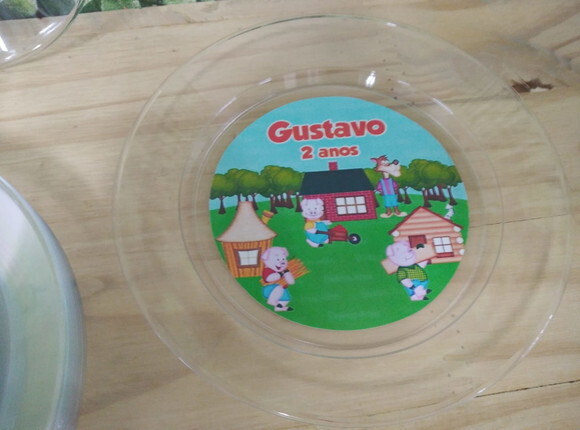 Prato Decorado 3 Porquinhos Personalizados Pronta Entrega