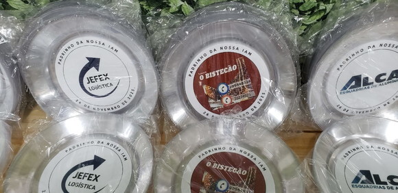 Pratos Refeição 21 cm Acrílico Logo de Empresa Prontaentrega