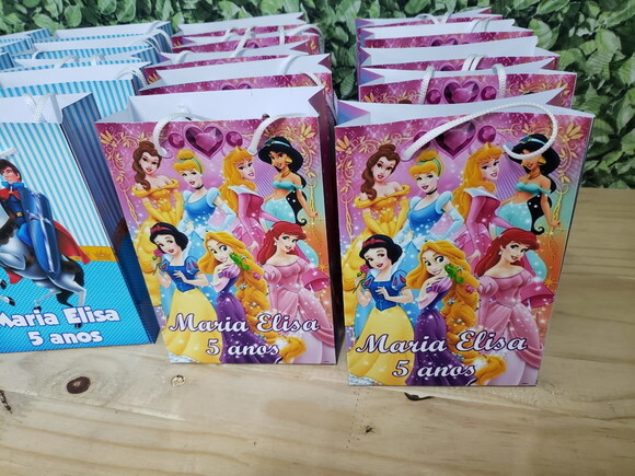 Princesa e Principe Sacolas Personalizadas Pronta Entrega