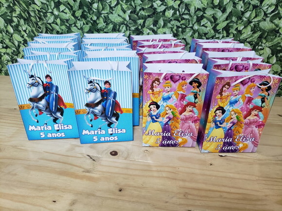 Princesa e Principe Sacolas Personalizadas Pronta Entrega