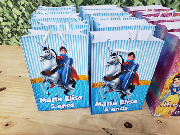 Princesa e Principe Sacolas Personalizadas Pronta Entrega