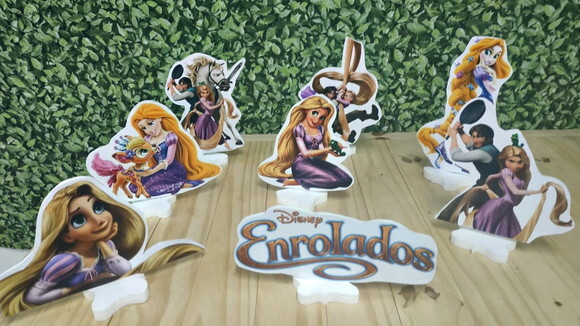 Rapunzel Enrolados Kit de Mesa Displays 8 Peças Prta Entrega