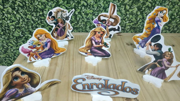Rapunzel Enrolados Kit de Mesa Displays 8 Peças Prta Entrega