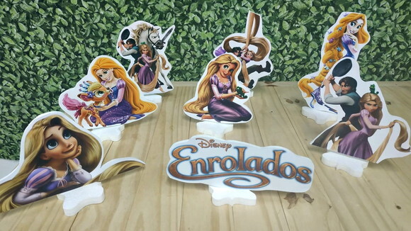 Rapunzel Enrolados Kit de Mesa Displays 8 Peças Prta Entrega