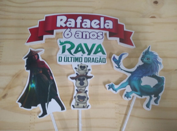 Raya e o Ùltimo Dragão Topo de Bolo Personalizado P Entrega