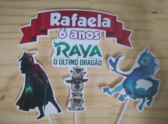 Raya e o Ùltimo Dragão Topo de Bolo Personalizado P Entrega