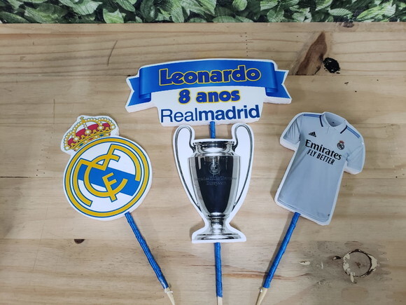 Real Madrid Topo de Bolo Personalizado Pronta Entrega