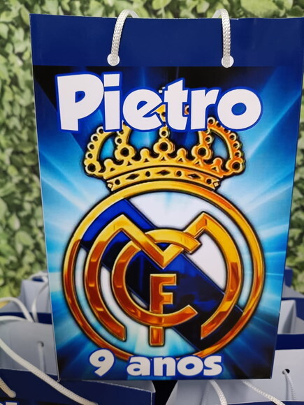 Real Madrid Sacola Personalizada Tam 24x17x8 cm Pronta Entrg
