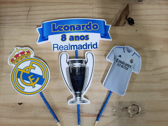 Real Madrid Topo de Bolo Personalizado Pronta Entrega